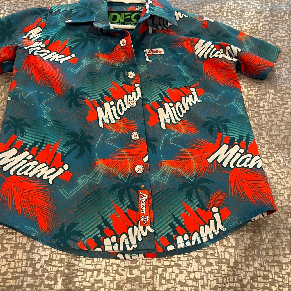 DIXXON Kids Miami Button Down Shirt - Teal and Red